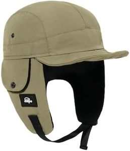 CLAPE Waterproof Trapper Hat for Men, Winter Windproof Warm Fleece Lined Trooper Hats w/Visor & Earflaps for Cold Weather Khaki