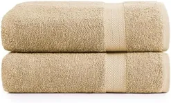 LANE LINEN Bath Sheets Bathroom Towel Set- 2 Pack 100% Cotton Extra Large Bath Towels, Oversized Luxury Bath Towels Bathroom Set, Shower Towels Bath Towel Sets for Bathroom, 35x66 - Pale Khaki