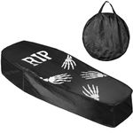 Helloween Pop Up Black Coffin, 5ft/60 inch Scary Fake Coffin Prop with Lid for Graveyard, Halloween Party, Lawn, Garden, Haunted House Indoor Outdoor Decorations