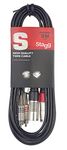 Stagg STC3CMXM Male XLR to Male RCA Twin Cable-10ft.,Black