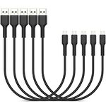 Short Micro USB Cable, PEAKLIFT 30cm 5Pack Fast Charging Cable 0.3m Micro USB Charger Lead Android Cable Compatible with Samsung Galaxy S7 S6 S5, Nexus, LG, PS4, HTC, Motorola, Kindle and More (Black)