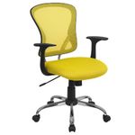 Flash Furniture Mid-Back Mesh Swivel Task Chair with Chrome Base and Arms, Metal, Yellow, 73.66 x 60.96 x 27.94 cm