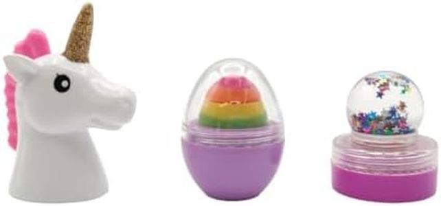 INCA 3 Brillo de Labios para Niñas - Bálsamo labial niña - Cacao labios niña sin color - Lip gloss niña aroma afrutado (Set Unicornio BLANCO)