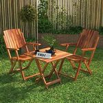 VMDJ FURNITURE Sheesham Wooden Portable Foldable 2 Seater Chair with Table Set Outdoor Balcony Garden Coffee Table Set Furniture with 1 Table and 2 Chairs Set (Brown)