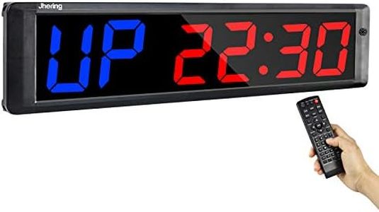 Jhering LED Interval Training Timer, Gym Timer, Count Down/Up Clock, Stopwatch, Workout Timer with Remote for Home Gym Fitness Tabata 4" 6 Digits(Blue/Red)