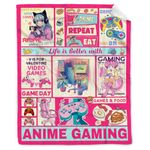 Anime Blanket Life is Better with Anime Gaming Blanket Anime Gift for Women Girls Lightweight Soft Flannel Fleece Throw Blankets for Couch Bed Sofa Anime Decor Medium-Teen (60"X50")