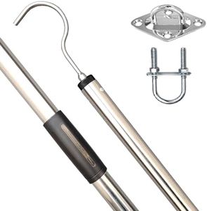Bytcew Attic Ladder Pull Down System Hook Rod, Heavy Duty Attic Door Stairs Puller Pole with 2 Handles, Replacement for Ropes Cord String