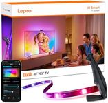 Lepro STV1 AI RGBIC TV Backlight, WiFi TV LED Backlight Strip with Fish-Eye Correction Function for 55-65 Inch TVs, Voice and APP Control TV Light, 11.8ft Led Light TV with Camera