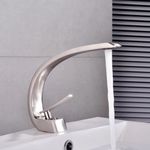Single Handle Bathroom Sink Faucet, Long Neck Elegant Design Single Hole Lavatory Faucet Basin Mixer Tap (Brushed Silver)