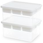 Citylife 17 QT Plastic Storage Box with Building Baseplate Lid and Removable Tray Craft Organizers and Storage Clear Storage Container for Organizing Sewing, 2 Packs