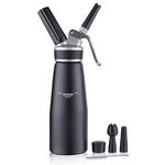 Sivaphe Cream Dispenser Whipped Cream Black Siphon Aluminum for Home Party Dessert 500ML with Cleaning Brush, 3 Decorating Nozzles