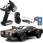 Goolsky RC Drift Car, 35km/h Muscle Car 1/16 4WD 2.4GHz 7 Mode Angel Eye RTR Headlights High Speed Racing Car Rechargeable Gift for Children Adults Red 1 Battery