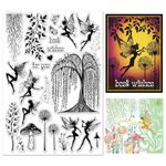 INFUNLY Fairies Clear Stamps for Card Making DIY Trees Silicone Stamp Butterflies Stamps Dandelion Stamps Best Wishes Stamps Magic Stamps Mushroom Clear Stamps for Craft Scrapbooking Decor