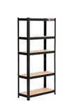 Rhino Racking - 2 Bays - 5 Tier Heavy-Duty Industrial Storage Shelves - Black - 150x75x30cm