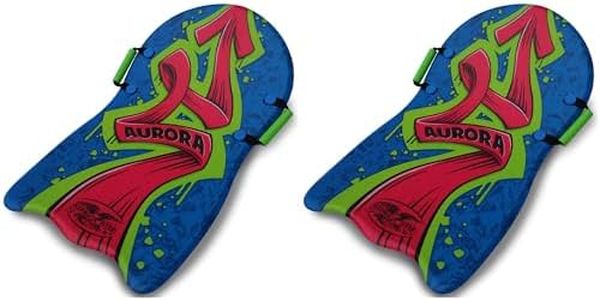Flexible Flyer Aurora 36 Inch 1 Person Lightweight Foam Slider Snow Play Sleds with Handles for Adult & Kids Ages 5 & Up (2 Pack)