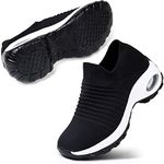 Womens Trainers Shoes Slip on Work Shoes Outdoor Casual Lightweight Walikng Shoes Black White UK 6.5(1839heibai40.5)