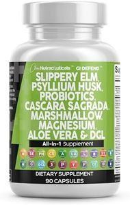 Clean Nutraceuticals Slippery Elm 5000mg Psyllium Husk 2000mg Pre Probiotic Digestive Gut Health Supplement with Aloe Vera Cascara Sagrada 2000mg Marshmallow Root DGL Licorice Senna Extract