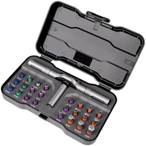 Multi Tool Set, Ratcheting Screwdriver Set with T Handle Ratchet Screwdriver, Magnetic Screwdriver Kit with S2 Steel Bits, Extension Shaft and Storage Case (24 in 1)