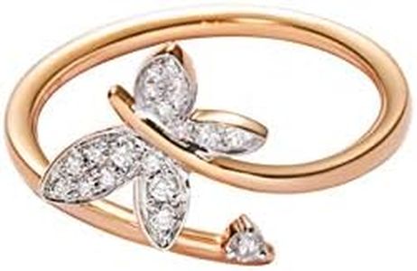 Carleen 18k Solid Rose Gold 0.105ct Diamond Butterfly Open Ring For Women wife her(6)