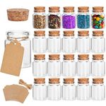 SHiZAK 20 pack 30 ml Mini Glass Jars Bottles with Cork Stoppers Clear Wish Bottles Cosmetics Container for DIY Arts Crafts Decoration, Weddings Favors Accessories