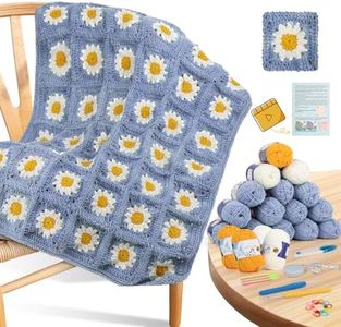 Coopay Crochet Kit Beginners for Blanket, Granny Squares Crochet Blanket Kit w Instructions & Enough Yarn, Complete Crocheting Starter Set - Easy to Learn for Adults (Blue-Purple)