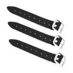 BELGLY Mens Kilt Leather Straps with Buckles, 1.25 Inch Wide 8 Inch Length Set of 3 Black Leather Straps - Highland Kilt for Men Extension – Men’s Kilts Straps