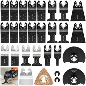 28PCS Oscillating Multitool Blade Set,Multi Tool Blade Cut Wood Metal and Plastics,Quick Release Multitool Accessories Fit Bosch Dewalt Fein Craftsman Dremel Ridgid Ryobi Makita Milwaukee