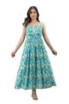 Fairy's Apparel || Women Soft Maxi Length Sleeveless Rayon Dress, Stylish Women Midi Dress (M, Blue)