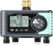 RAINPOINT 4-Outlet Water Timer with Brass Inlet, 4 Zone Programmable Automatic Irrigation Hose Sprinkler Timer with Rain Delay/Manual Mode, for Garden Lawn and Drip Irrigation