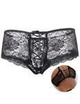 ohyeahlady Lace Knickers for Women Plus Size Sexy Panties Hipster Brazilian French Knickers Ladies Boxer Shorts Underwear Bikini Briefs Black Size 16 18