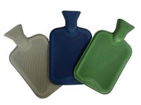 Pack of 3 Hot Water Bottles - Natural Rubber 2 Litre Capacity - 3 Colours in Pack (Grey, Navy & Green Pack)