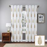 LINENWALAS Cotton Curtains Set Of 2, Canvas Window For Hangs Elegantly With Back Loops (4.5Ft X 6 Ft, Bronze Leafsheer, Tab)