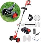 Weed Wacker,Electric Weed Eater,3-in-1 Cordless Weed Eater,Wheeled Lawn Edger,Telescopic and Folding Handle Weed Wacker Battery Powered,90° Head Adjustable Edger Lawn Tool for Yard,Garden (Red)