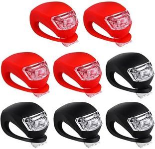 Malker Bicycle Light Front and Rear Silicone LED Bike Light Set - Bike Headlight and Taillight,Waterproof & Safety Road,Mountain Bike Lights,Batteries Included (4pcs Red & 4pcs Black)