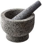 Subaa Stone Mortar and Pestle Set | Ginger Garlic Crusher for Kitchen Unpolished Heavy Stone Material | Best Masher Kitchen Tool | okhli and musal | Ammi kallu (5 inch) Bowl Type