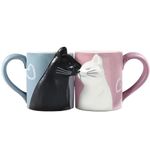 Couple Gifts Cute Kissing Cat Mug Matching Couples Stuff Ceramic Coffee Mugs for Wedding Gifts Anniversary Engagement Gifts for Couples Cat Lovers