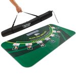 GAMBLUXE 70" X 35" Blackjack Mat - Smooth, Water-Resistant, and Non-Slip Blackjack Table Mat Made of 3mm Rubber - Get Your Blackjack Games Going Anywhere with The Included Carrying Bag (Green)