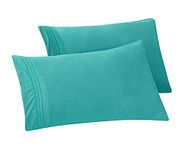 Elegant Comfort Premium Hotel Quality 2-Piece Pillowcase Set, Luxury & Softest 1500 Thread Count Egyptian Quality Bedding Pillowcases, Wrinkle and Fade Resistant, Queen, Turquoise