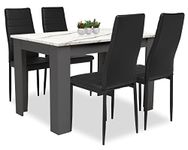 Blisswood Dining Table And 4 Chair Set, Pu Leather Dining Room Chairs and 18mm Thick Table Top 120 x 80 cm Long Wooden Dining Table Modern Design Dining Table Set For Home Kitchen Furniture