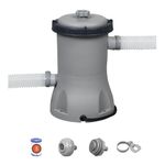 Bestway 530gal Flowclear Filter Pump, Above Ground Pool Cleaner for 1,100L–14,300L Pools, Includes Replaceable Cartridge, 480gal/h System Flow Rate