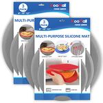 Pack 2,KooMall 12 10 8 Inch Multi-use Microwave Mat, Trivet, Pot Holders, Drying, Baking, Place Mat, Utensils Rest, Silicone Cover Pad for Hot Pot Pan,Plates Dishes Kitchen Counter,Heat Resistant,Gray