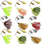 Fishing Hard Spinner Baits Lures kit Metal Spinnerbait Jig Lure Mix Colors Buzzbait Swimbaits Bass Trout, 9pcs Spinner Baits