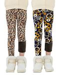 Fleece Lined Leggings Girls High Waisted Fleece Lined Toddler Leggings Kids Thermal Leggings Girls Warm Pants Winter Fleece Lined Joggers Yoga Pants Sweatpants