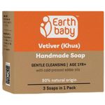 Earthbaby Natural Handmade Vetiver (Khus) bath soap (3 * 100 gm), 90% Natural Origin