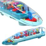 Toyshine Big Transparent Bump and Go Train with 3D Lightning, Moving Gears and Music | Birthday Toy Gift for 2-5 Year Old Boy, Girl, Baby - Numbers