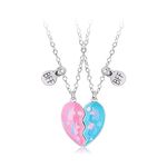 El Regalo 2 Pcs Bff Best Friend Forever Split Magnetic Hearts Matching Pendant Necklaces Set- Friendship Day Gift For Girls, Besties (Option-3)