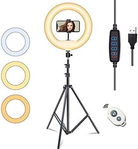 VOLKWELL 12Inch Selfie LED Ring Light with 160CM Extendable Tripod Stand & Phone Holder for Live Stream Makeup, Dimmable LED Desktop Circle Lamp 10 Brightness, Wireless Remote for iPhone Android