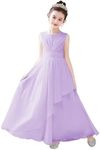 dideyttawl Chiffon Flower Girl Dresses Wedding Junior Bridesmaid Dress Evening Party Girls Formal Gown Princess Dress, Lavender, 4