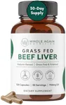 Grass Fed Beef Liver Capsules - 100% Pasture Raised - No Fillers or Flow Agents - 120 Count 3,000mg Serving - 30-Day Supply - Iron and Energy - Grass fed Desiccated Liver Supplement