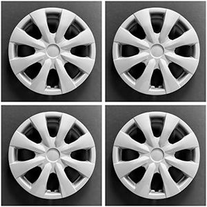 Wheel Covers Hubcaps Fits 2009-2013 Toyota Corolla; 15 Inch; 8 Spoke; Silver Color; Plastic; Standard Leg (4 Pieces)